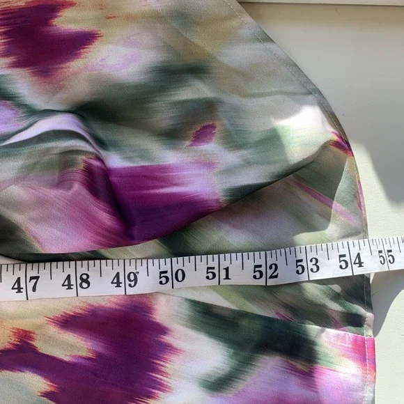 Cider Dress‎ Womens 2XL Watercolor Ruched Retro Disco Satin Midi Romantic - Picture 9 of 9